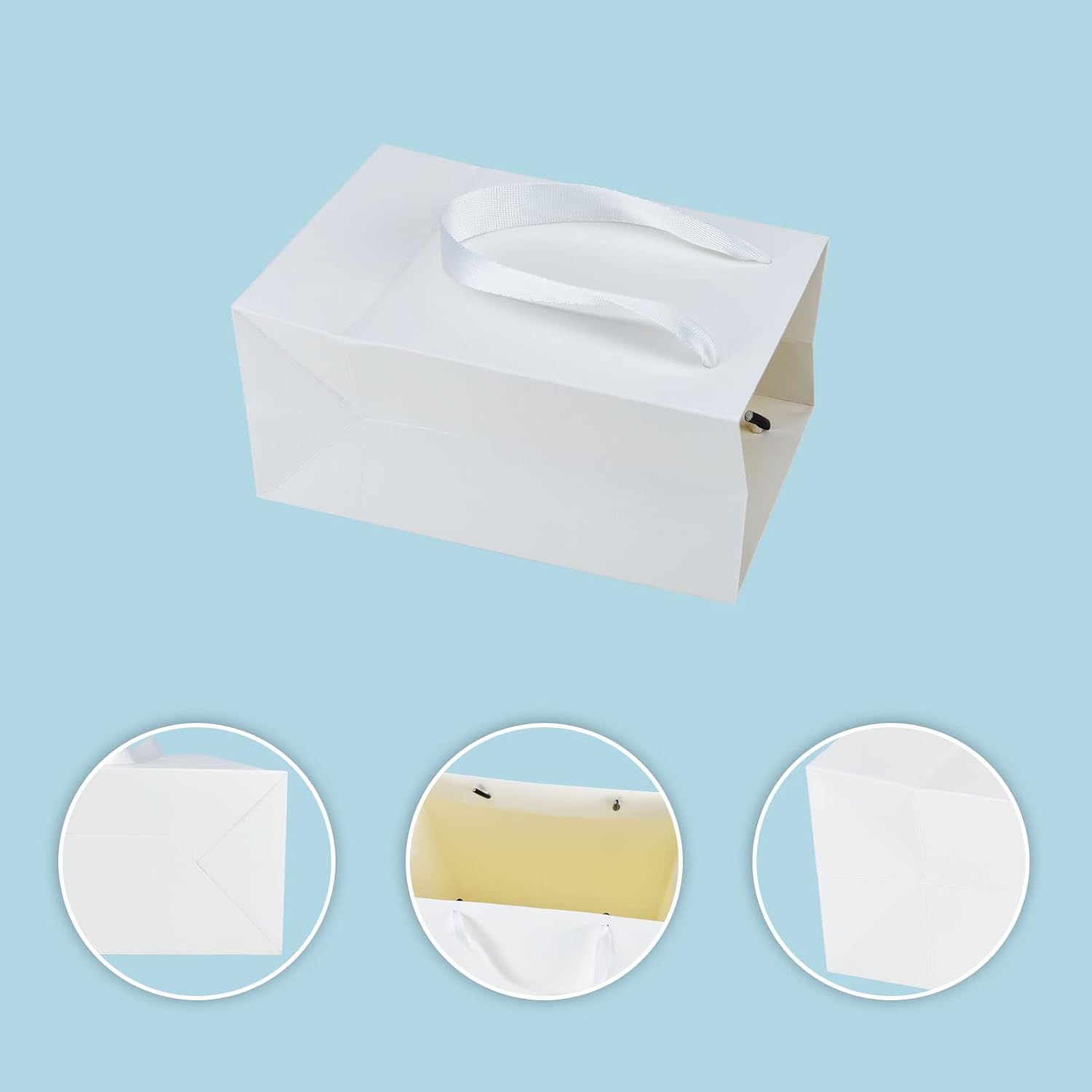 HUAPRINT 30 Pack White Small Paper Bags with Handles - 5.25x3.75x8 inch Gift Wrap Bag for Retail,Party Favor,Merchandise,Business,Shopping,Wedding